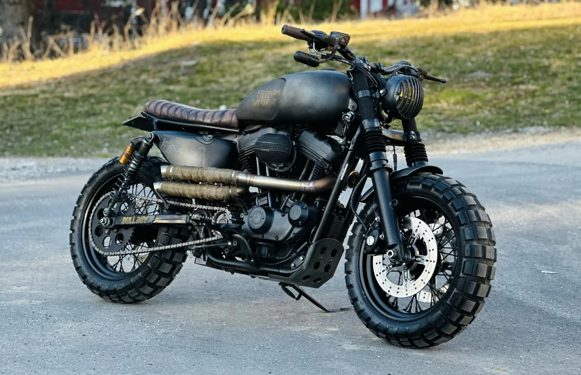 Sportster Scrambler custom motorcycle — a Harley-Davidson Sportster converted into a compact scrambler.