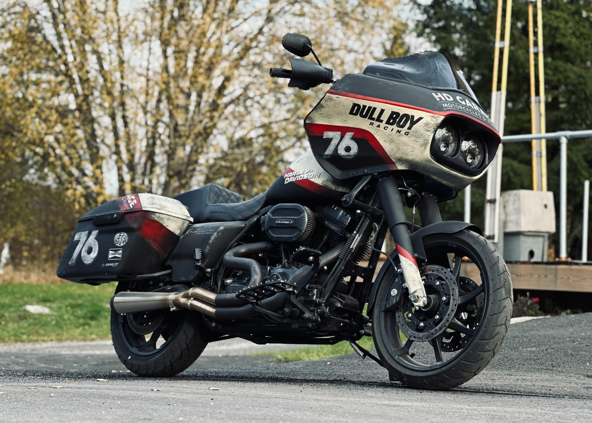 Dull Boy Racing number 76 Road Glide bagger