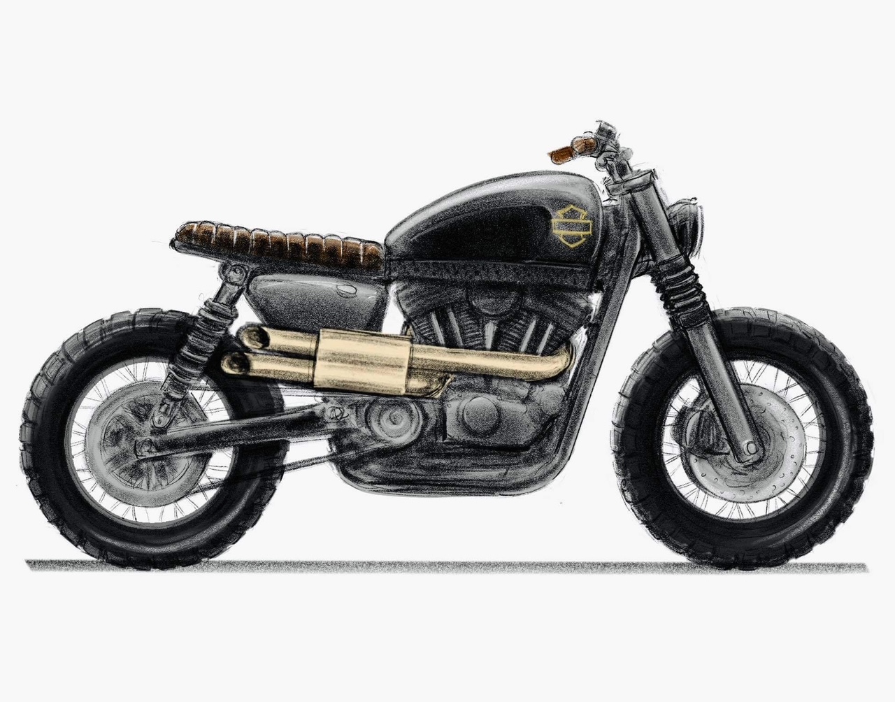 Concept sketch for Sportster Scrambler